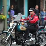 The Tenino Motorcycle Drill Team keeps cool under the rainfall.