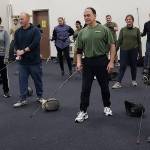 Students work on footwork drills.