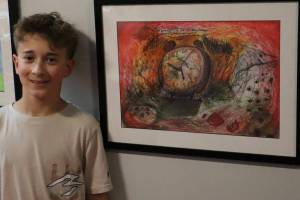 NKSD courtesy photos
8th-grader Chance Larripa of Kingston Middle School won an award for his Clock artwork.