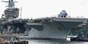 Elisha Meyer/Kitsap News Group photos
The USS Ronald Reagan arrives at Naval Base Kitsap in Bremerton Aug. 13.