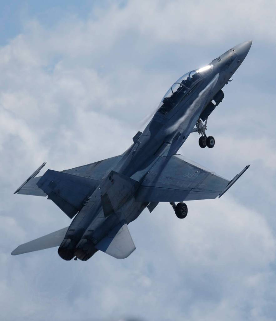 Planes like this one were able to get vertical quickly on takeoff.