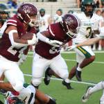 Elisha Meyer/Kitsap News Group photos
Senior running back Brycen Clay takes off on his first of many explosive runs on a four-touchdown day.