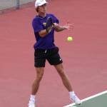 Indigo Gallagher-Zapf of NK strikes a clean hit in a singles match against Kingston.