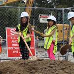 NKSD courtesy photos 
Wolfle Elementary students dig their shovels into the dirt to signify the groundbreaking of the schools new gym project, expected to open in spring of 2025.