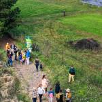 A shot from a drone from above shows the beautiful setting of the trail.