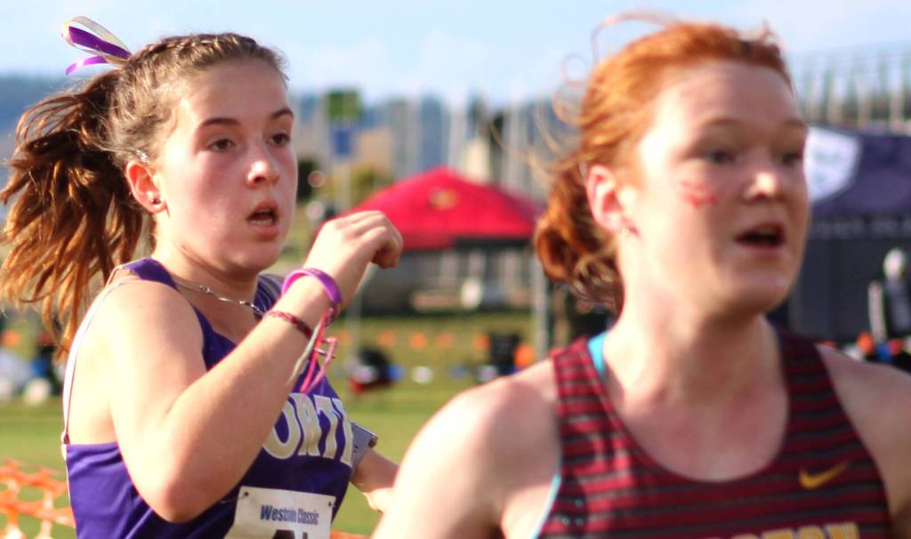 North Kitsap sophomore Kathryn Mixer sprints her way to the finish line to qualify for the 2A state race.