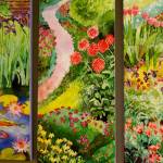 Monets Garden triptych, watercolor.