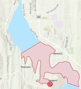 KPHD courtesy image
The effected area of the sewage spill.