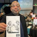 Javier Silva courtesy photos
Javier Silva pictured at the 10th Annual Coffee Oasis Gala with his artwork.