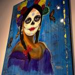 Javier Silvas work being featured at the Dia de Los Muertos installation.