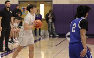 Luke Caputo/Kitsap News Group
North Kitsap senior Preston Keehn inbounds the ball in a 69-63 loss to Bremerton at North Kitsap High School Jan. 17.