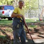 Volunteer Brent Doering helps prepare for the remodel of Burley Park.
