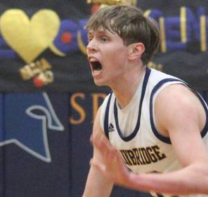 Luke Caputo/Kitsap News Group photos
Bainbridge senior Luke Johnson sets up a play in a 55-52 win over the North Kitsap Vikings Feb. 11.
