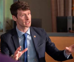 WNPA photo
Rep. Greg Nance, D-Bainbridge, answers a question during a town hall meeting in Bremerton.