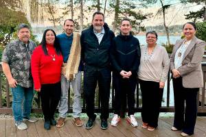 Suquamish Tribe courtesy photo
The new Suquamish Tribal Council (left to right): Council Member Luther Jay Mills Jr., Secretary Irene Carper, Vice Chair Josh Bagley, Chairman Leonard Forsman, Treasurer Andrew George, Council Member Azure Boure, and Council Member Lorilee Morsette.