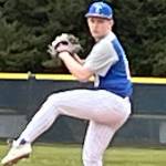 Olympic pitcher Blake Parker winds up in an 11-2 loss to Bainbridge March 19.