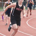 Luke Caputo/Kitsap News Group photos
Viking Eli Schlosser competes in a relay event in the NK track meet against Bainbridge March 24.