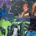 Weichman courtesy photos
Olympic College art professor Marie Weichman at the art wall.