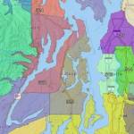 A zoomed-in map of the new forecast zones for Kitsap County.