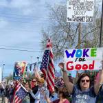 Jessica Lynn courtesy photos
The Hands Off protest in Port Orchard took place April 5 at the intersection of Lund Avenue & Bethel Road.