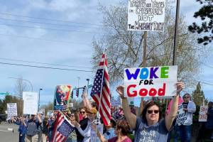 Jessica Lynn courtesy photos
The Hands Off protest in Port Orchard took place April 5 at the intersection of Lund Avenue & Bethel Road.