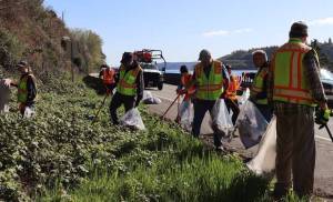 Kitsap County courtesy photos
Local and state agencies joined together April 13 to clean up litter along Highway 3 in Gorst.