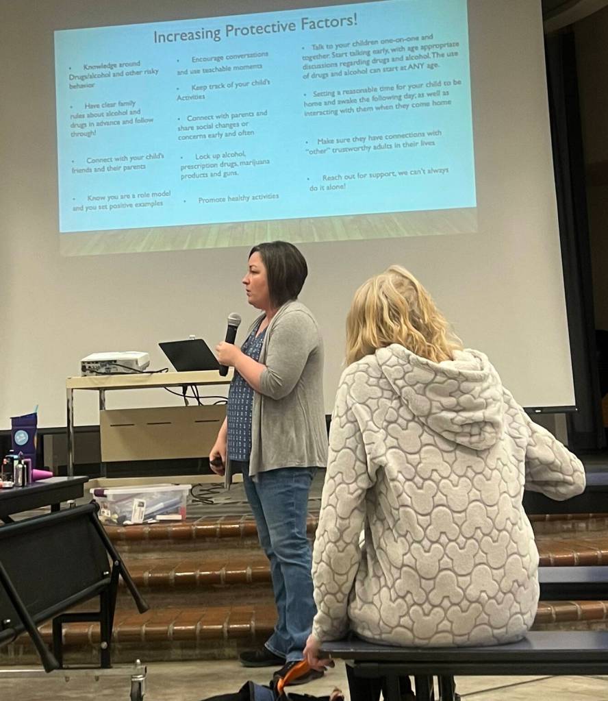 Jennifer Dorsett, state-certified prevention specialist and certified chemical dependency professional, led the presentation at the April 16 event.