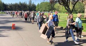 Martha Pendergast courtesy photo
Shoppers arrive for the 2023 Flotsam and Jetsam Garden Club Sale in Hansville.