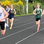 Luke Caputo/Kitsap News Group photos
Bremerton Knight Dallin Anderson leads the pack in a race at the Olympic League track and field championships May 8-10 at North Mason High School.