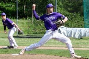 Luke Caputo/Kitsap News Group photos
Viking Tate Stearns throws a pitch in an 11-0 home win over Clover Park May 12 in the opening round of 2A districts.