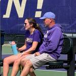 DeVries courtesy photo
Teegan and her father/coach Jay DeVries talk during the 2025 2A state tournament at the University of Washington.