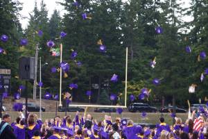 Tyler Shuey/Kitsap News Group photos
North Kitsap High School class of 2025 graduates throw their caps in the air at the conclusion of the ceremony June 13.