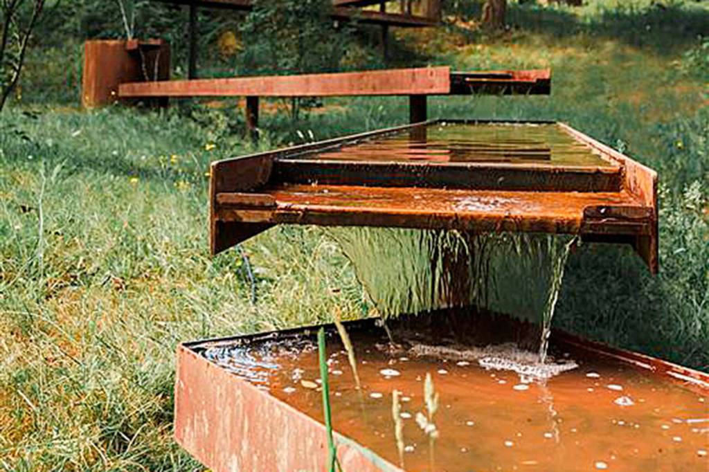 A waterfall made with recycled materials at Anker in Kingston.