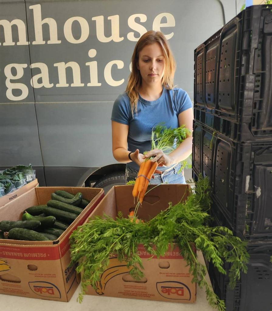 Share the Harvest courtesy photos 
A volunteer sorts carrots during a delivery to Helpline House.