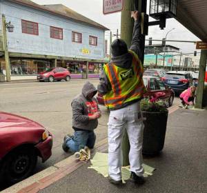 Sarah Butler courtesy photos
Volunteers and local business owners help spruce up downtown Port Orchard.