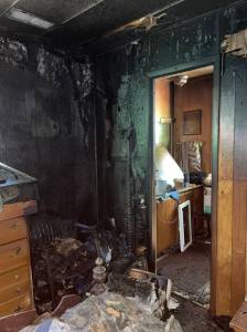 NKF&R courtesy photo
The space heater that is thought to have sparked a fire in a Gamblewood rental home lies in the debris.