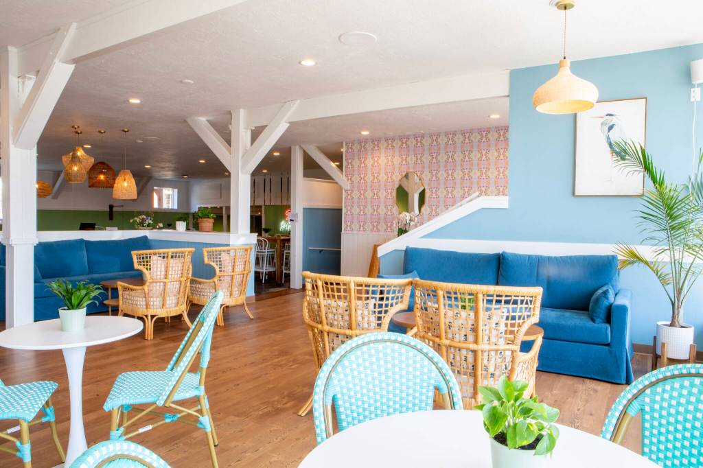 The inside of The Sip includes vibrant colors.