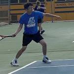Luke Caputo/Kitsap News Group photos
Knight Eric Prewitt prepares to hit a forehand in a match against North Kitsap Sept. 9 in Bremerton.