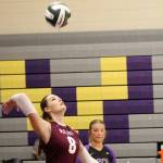 SKs Lizzy Pugh serves the ball in a Wolves win over North Kitsap Sept. 10 in Poulsbo.