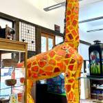 Sidney Museum and Arts Association courtesy photos
Dan Zwinks 12-foot giraffe is made from plastic, wire frame and a mane made from paintbrushes.