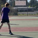 Luke Caputo/Kitsap News Group photos
Viking Grady DeVries hits a backhand in his doubles match win against Kingston Oct. 7 at North Kitsap High School.