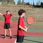 Buccaneers Paul Fitch and Evan Warr compete in their doubles match against North Kitsap Oct. 7 in Poulsbo.