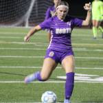 Viking Rylie Carr prepares to kick the ball into play in a 2-0 NK home loss to the Port Angeles Roughriders Oct. 16.