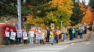 David S. Hogan courtesy photo
Participants line the streets of Port Orchard as part of the No Kings 2 protest against the Trump administration Oct. 18.