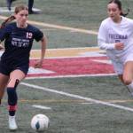 Wildcat Brooke Berens controls the ball in a 1-0 Crosspoint Christian win over the Freeman Scotties in the 1B/2B girls soccer state championship Nov. 22 in Tumwater.