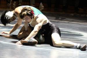 Luke Caputo/Kitsap News Group photos
South Kitsap wrestler Dylan Sternod won his match in a 51-24 Wolves home win over the Emerald Ridge Jaguars Jan. 14.