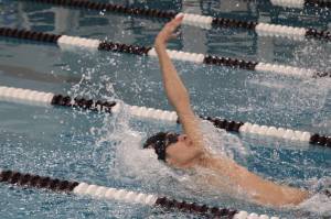 Luke Caputo/Kitsap News Group
Chris Plunkett of SK finished first in the 100-yard backstroke event in a meet Jan. 20 in Port Orchard, which qualified him for districts.