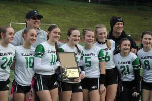 Luke Caputo/Kitsap News Group photos
The Klahowya Eagles won the West Central District 1A/2A girls flag football championship Jan. 31 at Integrity Roofing Stadium in Bremerton.