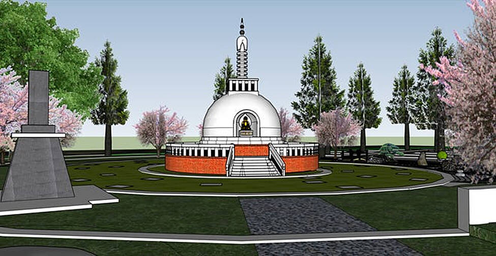 Buddhist peace pagoda, next to NBK-Bangor, nears completion
