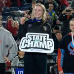 Luke Caputo/Kitsap News Group photos
Viking Carly Anderson holds her championship medal at the state wrestling Mat Classic Feb. 21 at the Tacoma Dome.
